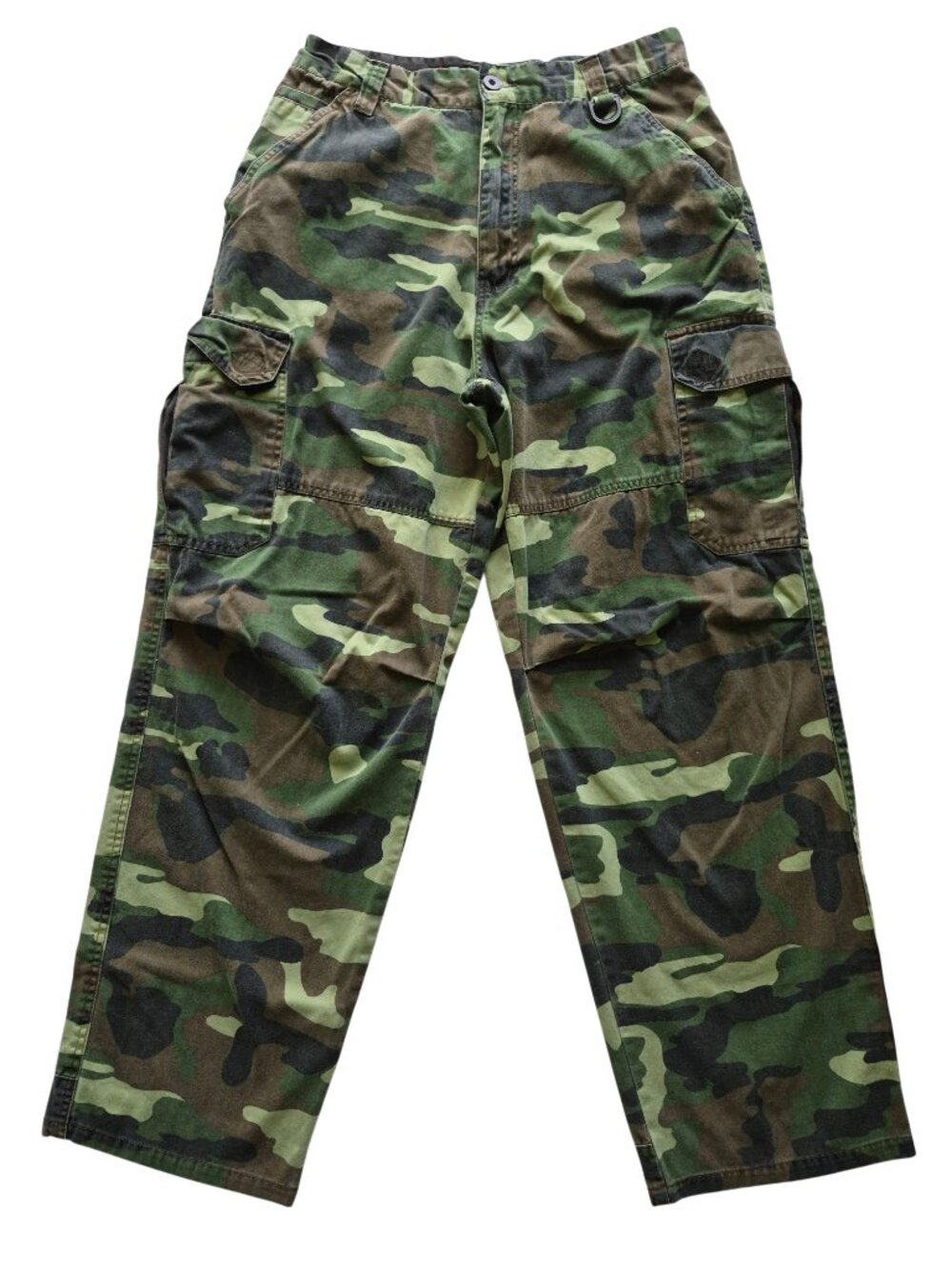Plugg Camo Pants Straight Leg Cargo Jeans 100% Cotton Camouflage Size 31 x 30